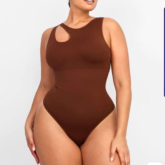 Shapellx PowerConceal™ Eco-Chic Cut Out Bodysuit Brown M/L Nwt - Picture 1 of 7